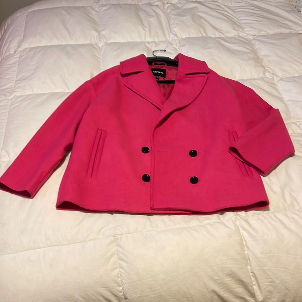 Express Hot Pink Recycled Wool Statement Jacket. - image 1